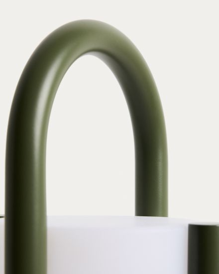 Большая портативная настольная лампа Leros из полиэтилена и стали зеленого цвета