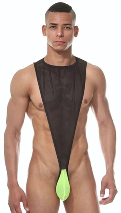 Мужское боди с контрастной вставкой (Размер: L-XL) (Цвет: черный с зеленым)