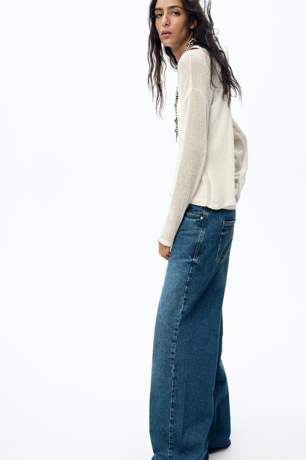 ZARA СВИТЕР В СТИЛЕ РУСТИК, ЭКРЮ