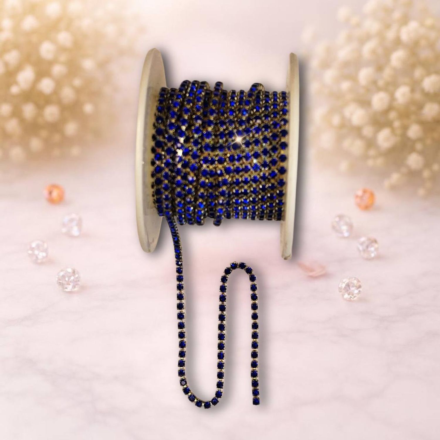 стразовая лента 2,5мм ,синий-серебро (1м)