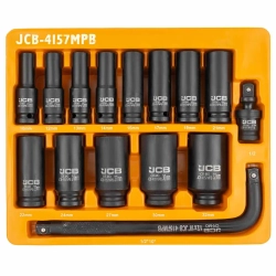 Головки ударные глубокие, набор 15пр., 1/2''(6гр.) JCB JCB-4157MPB