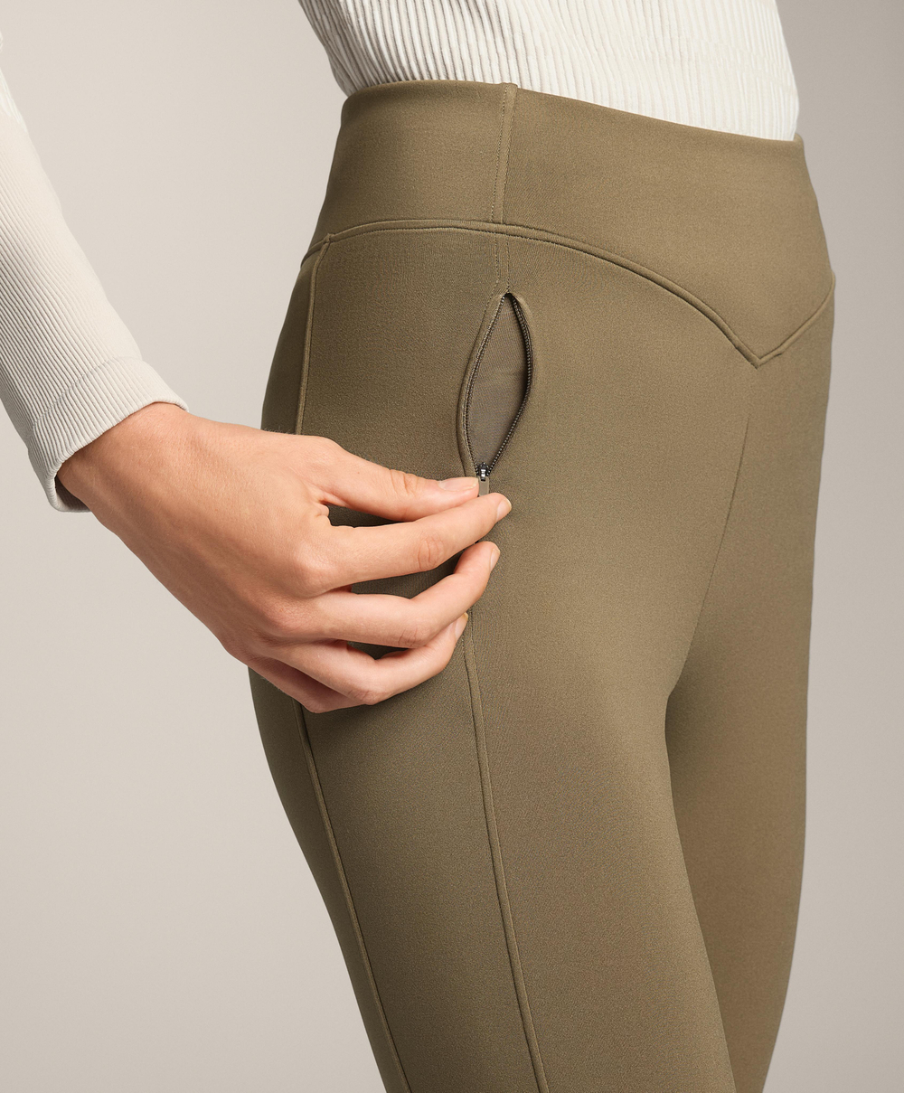 OYSHO Теплые легинсы с высокой посадкой и карманами длиной до щиколотки, хаки