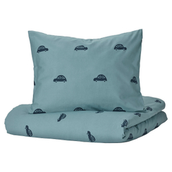 IKEA BARNDRÖM  (ИКЕА БАРНДРÖМ)  -  Пододеяльник и наволочка, авто/синий дизайн, 150x200/50x60 см