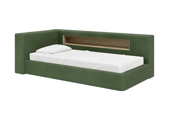 Диван-кровать Cube c нишей L (зелено-голубой FiberGuard)