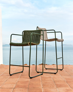 Барный стул Maurina из зелёной оцинкованной стали и зелёной веревки 74,5 см