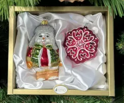 Набор стеклянных игрушек Новогодние друзья, 2 шт., Irena CO (62356)