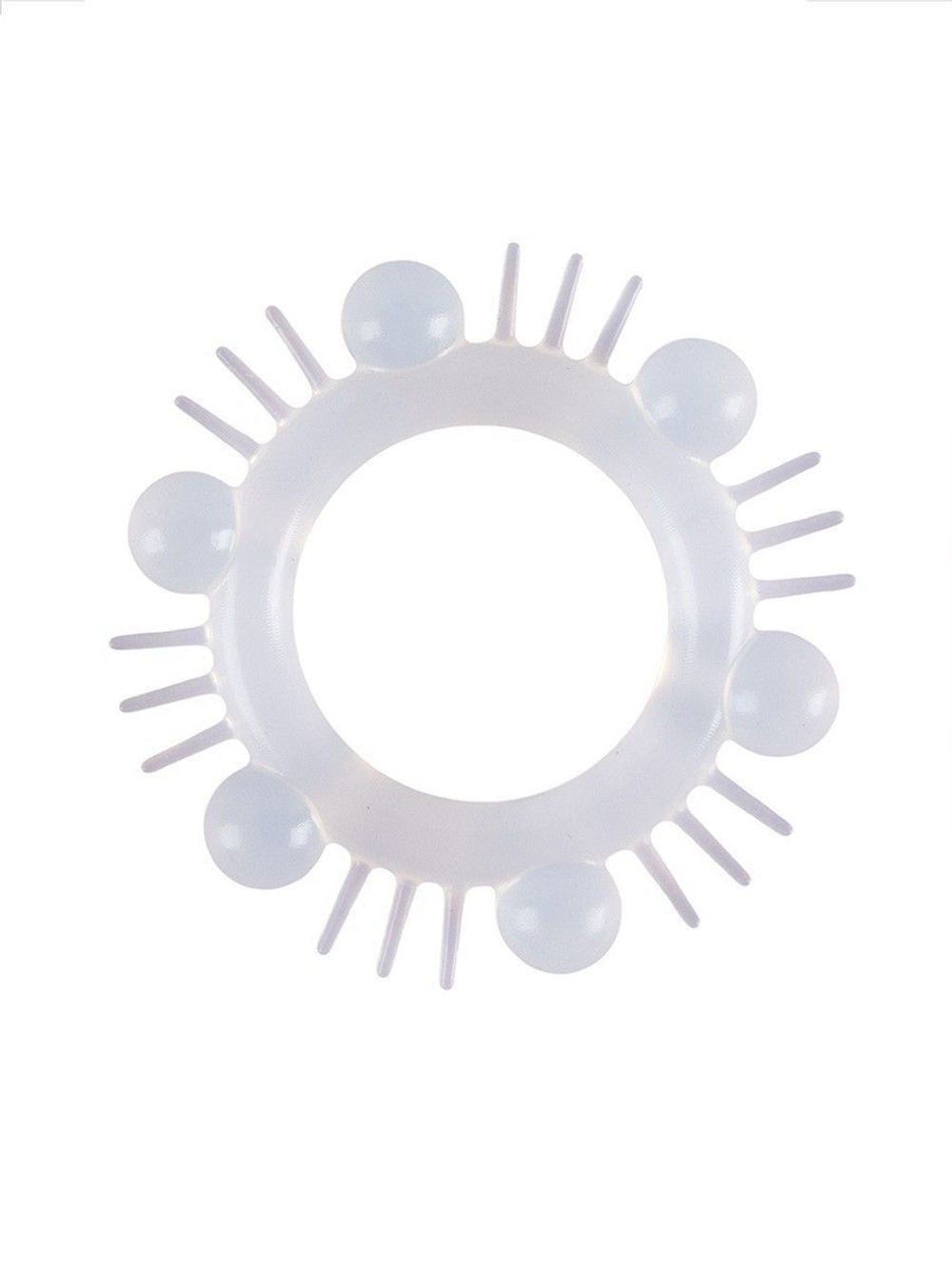 Эластичное эрекционное кольцо с шипиками и шариками (Цвет: белый)