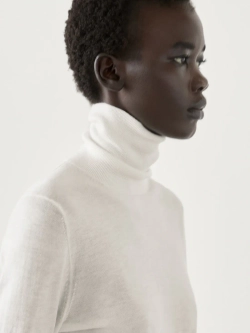 Massimo Dutti Свитер с высоким воротником, натуральный, кремовый