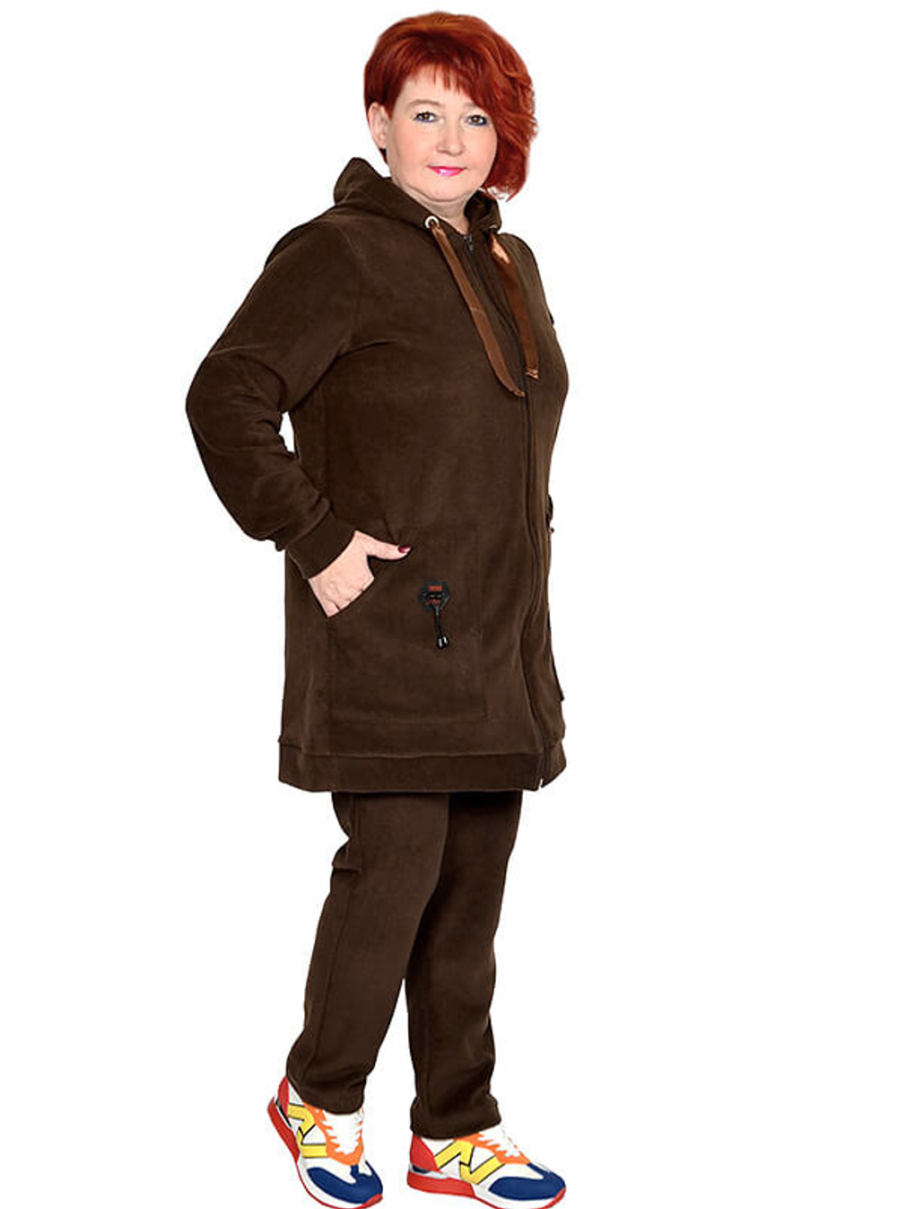 Толстовка с молнией, флис шоколадный