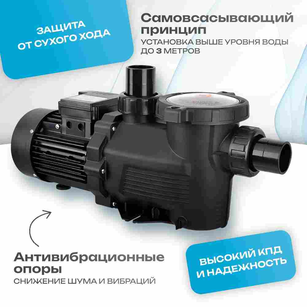 WL-KP356 - Насос для бассейна 0,4 HP / 0,3 кВт / 7,5 м³/ч / до 60 м³ / 1,5″