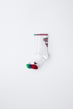 ZARA НАБОР ИЗ 3 ПАР ВЫСОКИХ НОСКОВ NBA©, БЕЛЫЙ