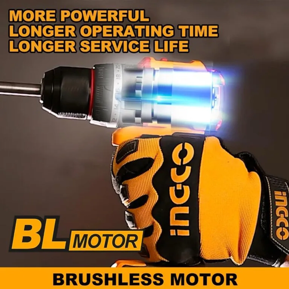 Аккумуляторный бесщеточный шуруповерт INGCO CDLI205581 INDUSTRIAL 20 В 55 Нм 22+1