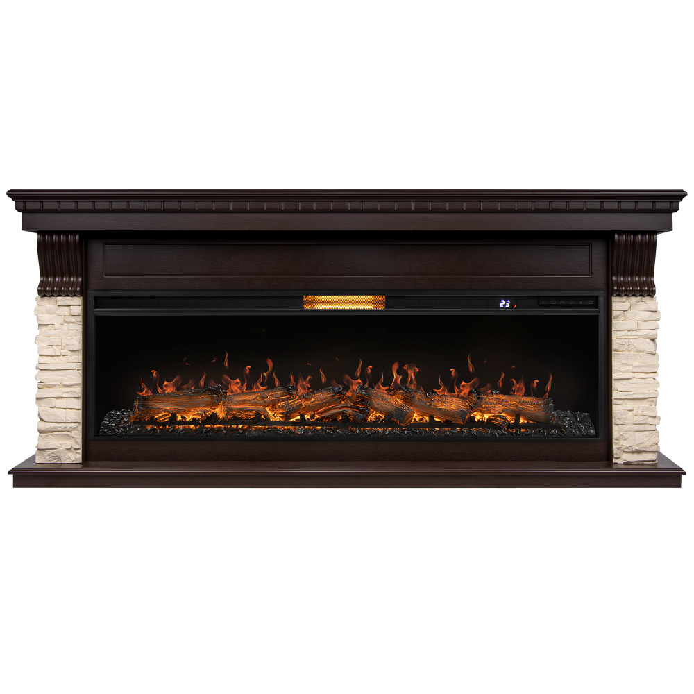 Каминокомплект: Очаг Royal Thermo Aurora RTFP/P-AR60LS, портал Michigan 60, камень мол., шп. тем.дуб