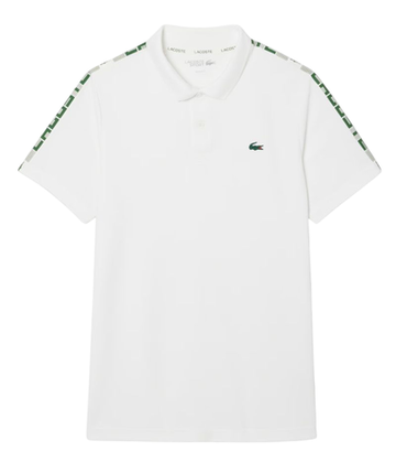 Мужское теннисное поло Lacoste Ultra Dry Branded Stripe Tennis - white