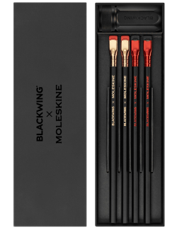 Набор из 4 карандашей и точилки Blackwing x Moleskine (EWBKWKIT1) в черной подарочной коробке