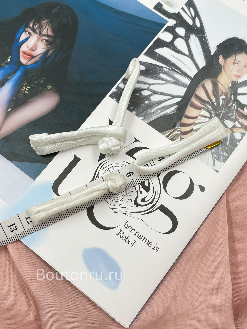 Застежка клевант узел белая (китайская пуговица)