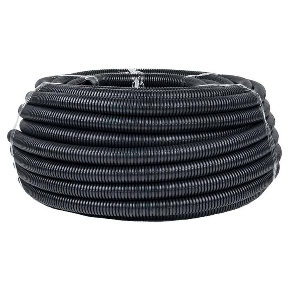 Труба гофр. безгалогеновая FRHF с протяжкой d32 мм (50 м) черная EKF-Plast FRHF-32