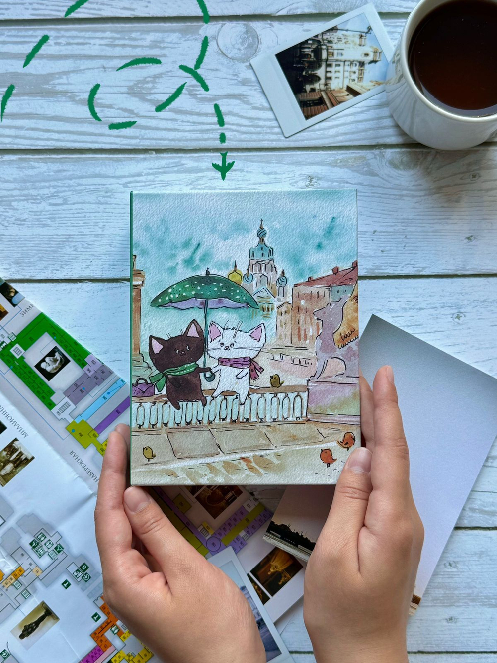 Фотоальбом на 100 фото 10х15 см, пластик. листы "cat's adventures: SPb" Приключения хвостиков в Санкт-Петербурге