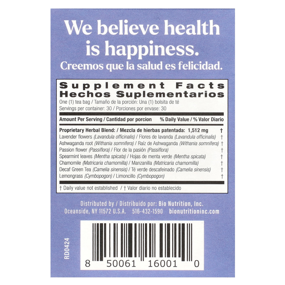 Bio Nutrition, Bedtime zzz Wellness Tea, без кофеина, 30 чайных пакетиков, 45 г (1,6 унции)