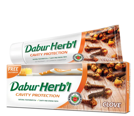 Зубная паста Гвоздика (Herb'l Clove)  + зубная щётка, ТМ DABUR