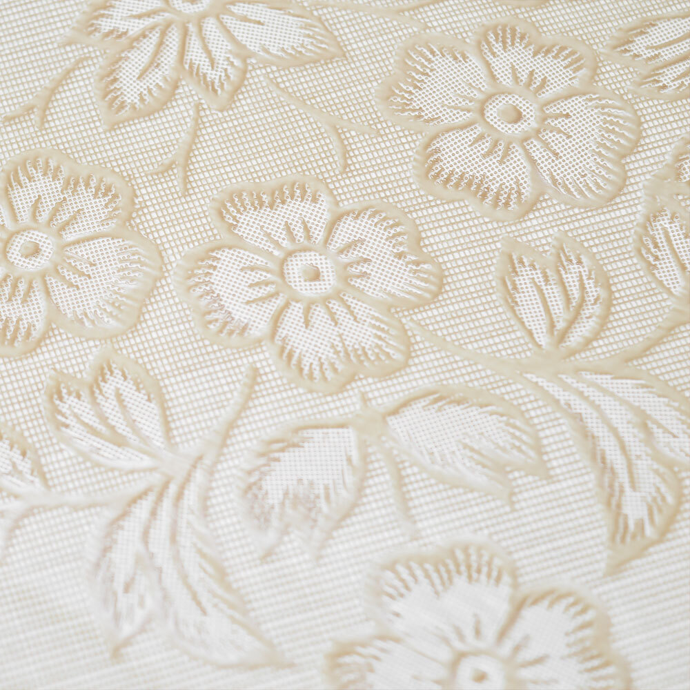 Скатерть круглая 150см EMBOSSED 60" бежевая с коричневым