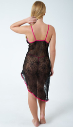 Сорочка асимметричного кроя с узором-паутинкой и феромонами (Размер: S-M) (Цвет: черный с малиновым)