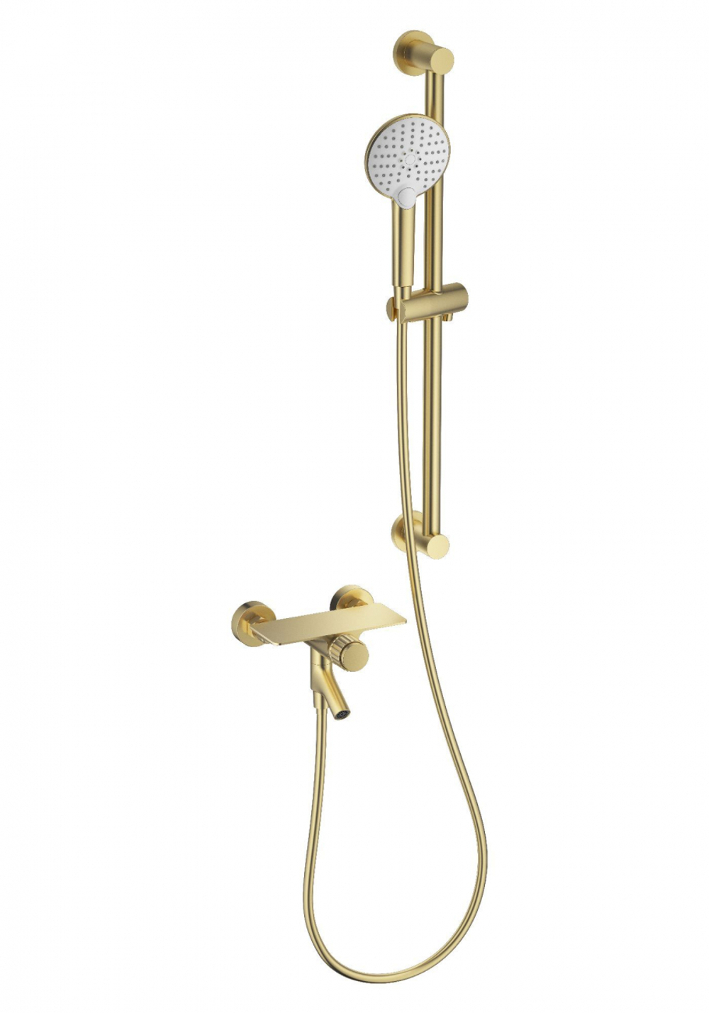 Смеситель для ванны с душевым гарнитуром WONZON & WOGHAND CLICK, Брашированное золото (WW-FE05L222-BG)
