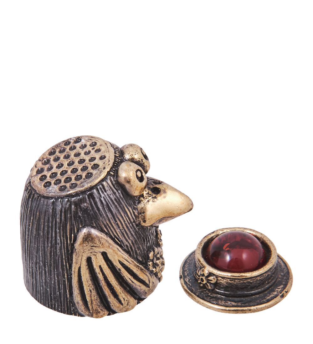 AM-4202 Наперсток «Ворона Каркуша» (латунь, янтарь)