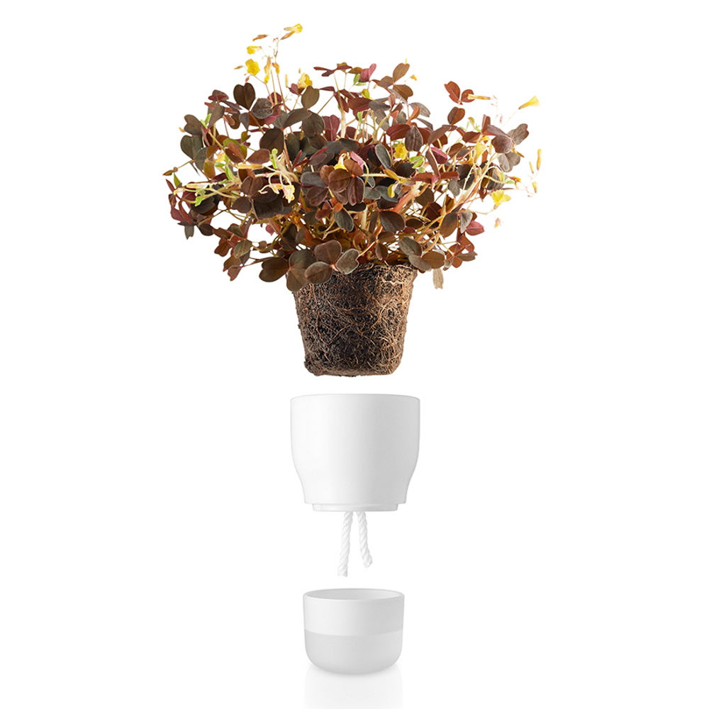 Горшок для растений с функцией самополива d9 см белый