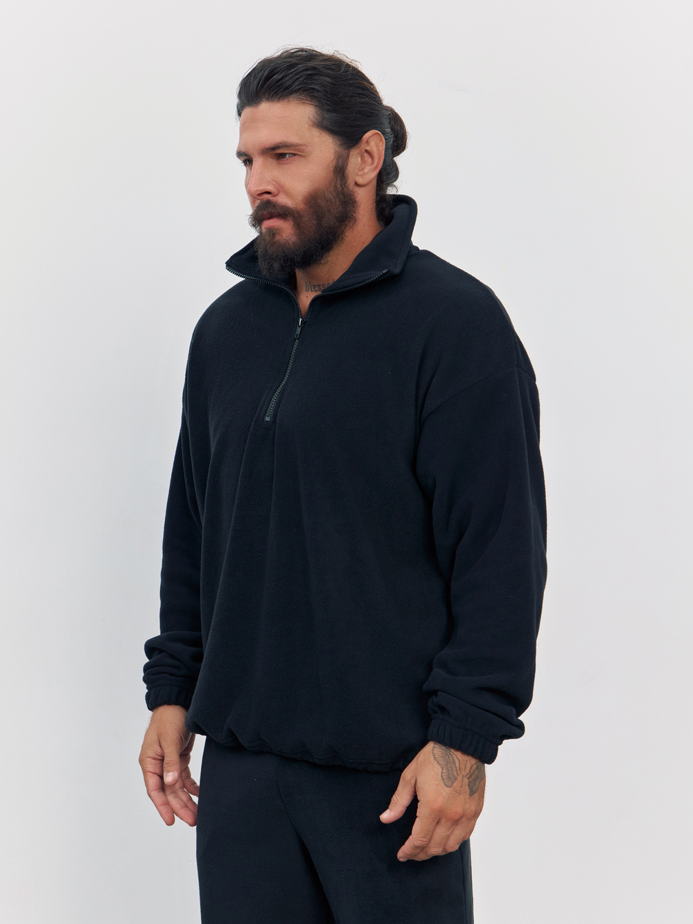 Свитшот "half zip" флисовый (черный)