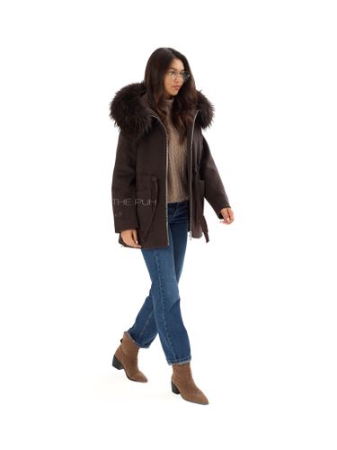 Шоколадное шерстяное пальто с пуховым подкладом