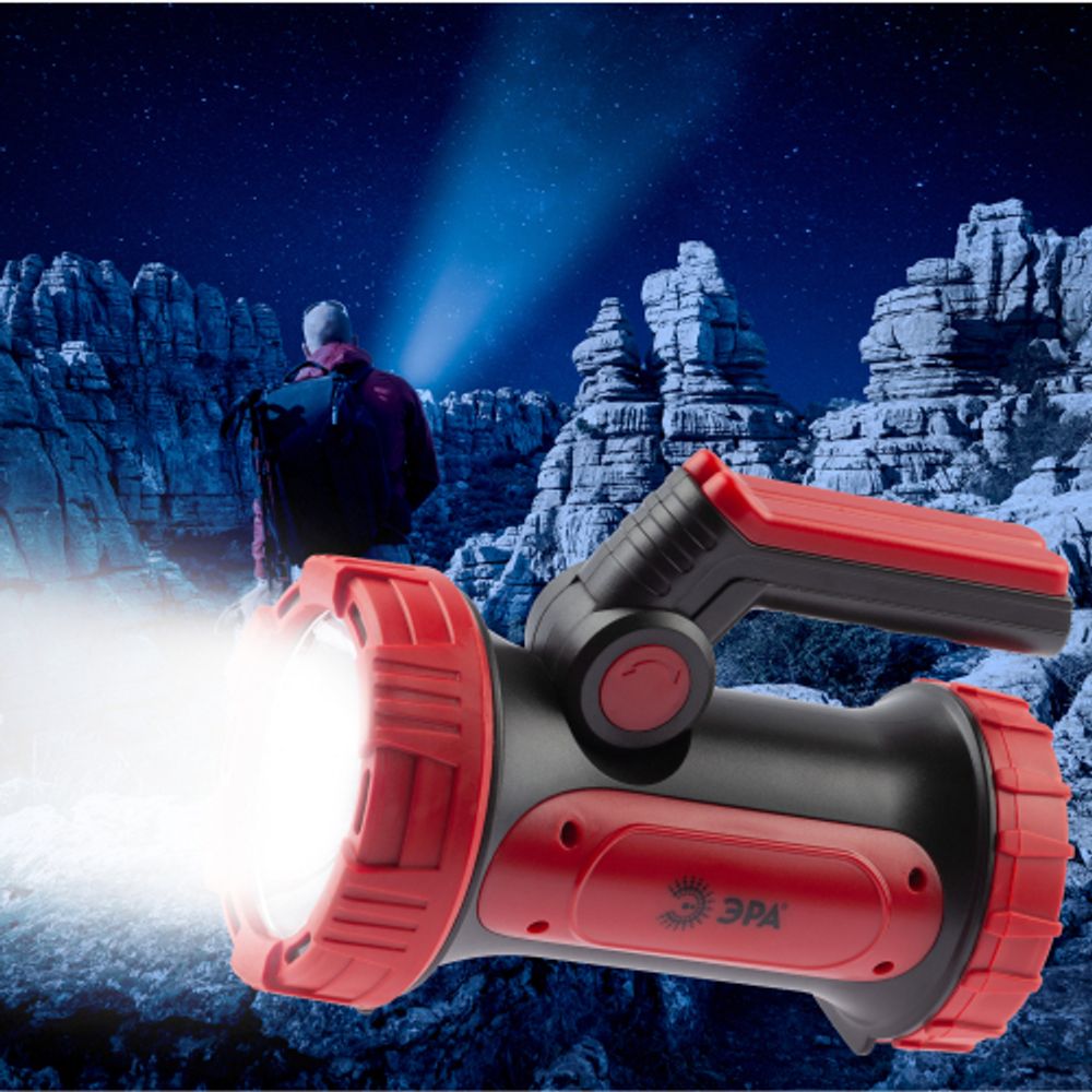 Светодиодный фонарь ЭРА PA-704 прожекторный аккумуляторный IP65 powerbank поворотная рукоять с раскладными подставками | Прожекторные фонари