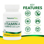NaturesPlus, водорастворимый витамин A, 10 000 МЕ (3000 мкг), 90 таблеток