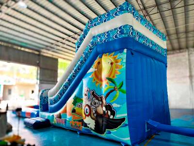 Надувной водный батут-горка с бассейном «Зверопой», размер 9*4*4,5 м