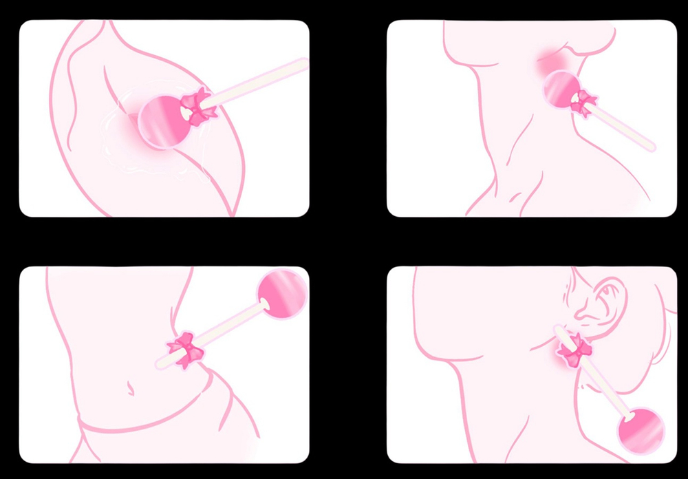 Мини вибростимулятор 12,3см в форме леденца на палочке BeYourLover Lollipop Vibrator Powerful Mini Wand Massager VX219A
