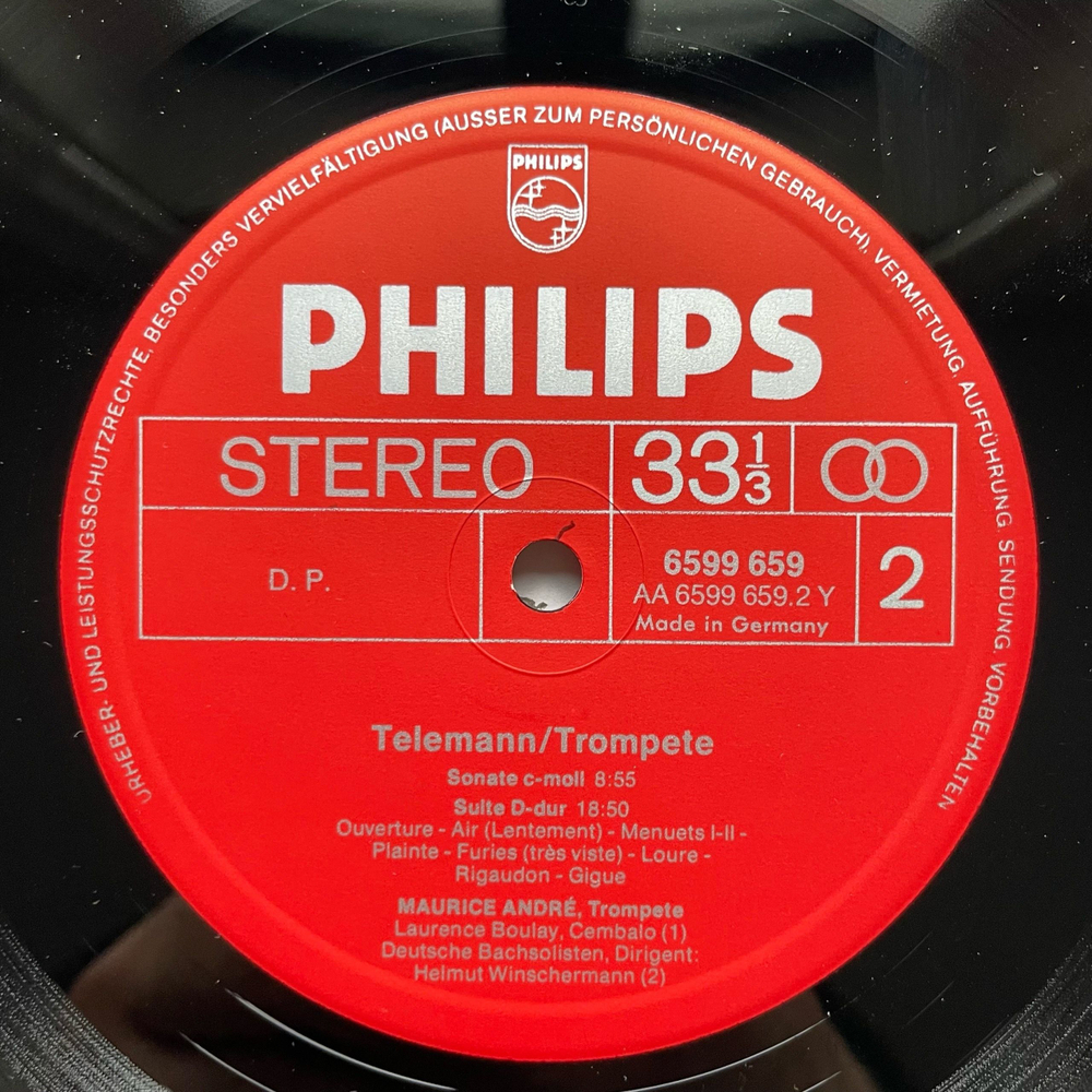 Винтажная виниловая пластинка LP Maurice Andre, Georg Philipp Telemann Telemann Trompete (Германия)