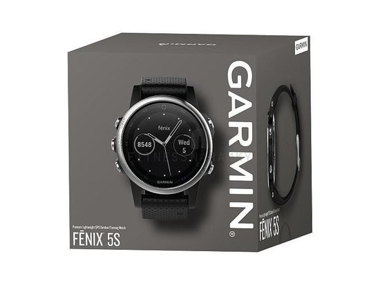 Спортивные смарт часы Garmin Fenix 5S - серебристые с черным ремешком 010-01685-02