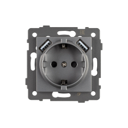 Механизм розетки с USB зарядкой SCT-MUAA-PL-GR-V (250V, 16A) (Arlight, -) 049820