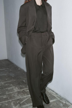 ZARA ШИРОКИЕ БРЮКИ — ZW COLLECTION, ШИРОКИЕ БРЮКИ — ZW COLLECTION, ТЕМНО-СЕРЫЙ