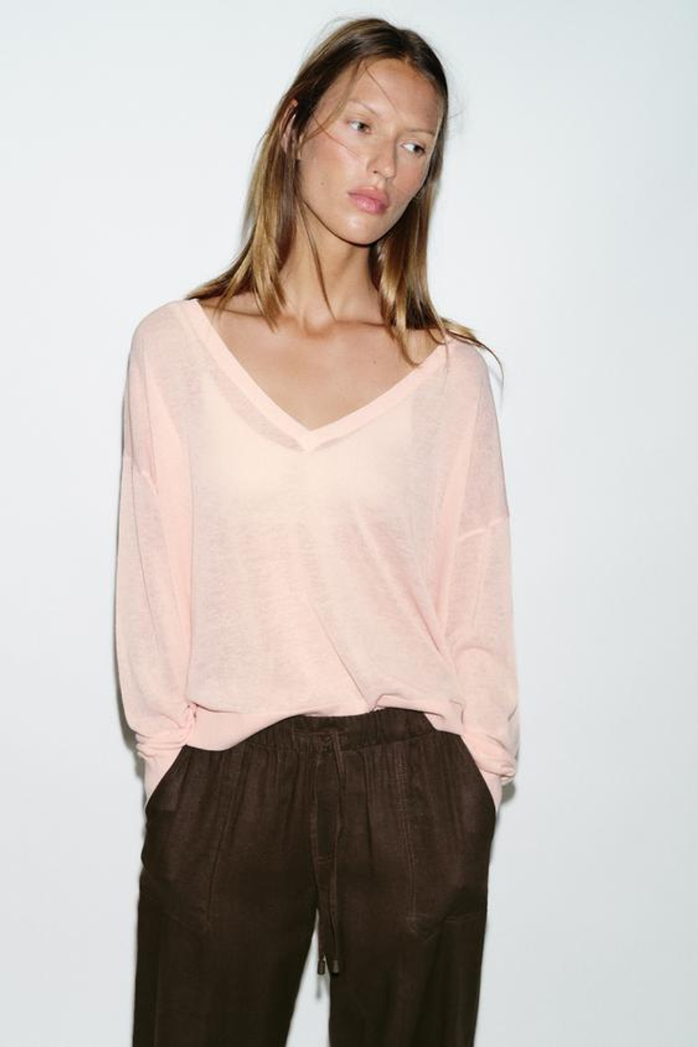 ZARA ДЖОГГЕРЫ С МАНЖЕТАМИ, ТЕМНО-КОРИЧНЕВЫЙ