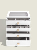 Органайзер для украшений и часов со стеклянной крышкой Stackers Classic Jewellery Box, 4 секции - White Pebble (White Pebble / серый / White Pebble / 500)