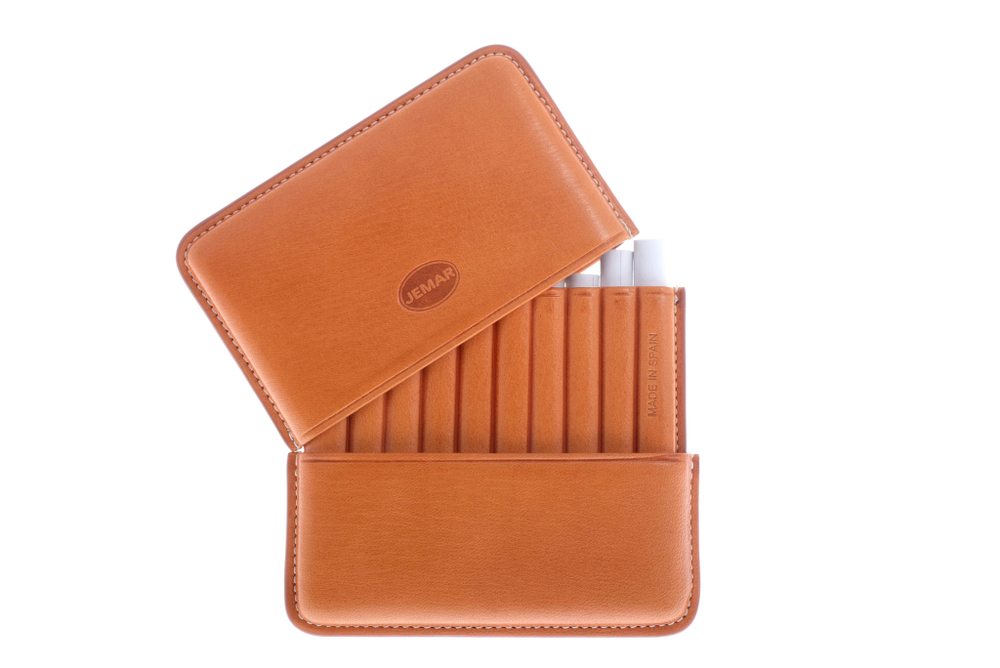 Сигаретница Jemar на 10 штук, натуральная кожа, винтаж 151-10-natural