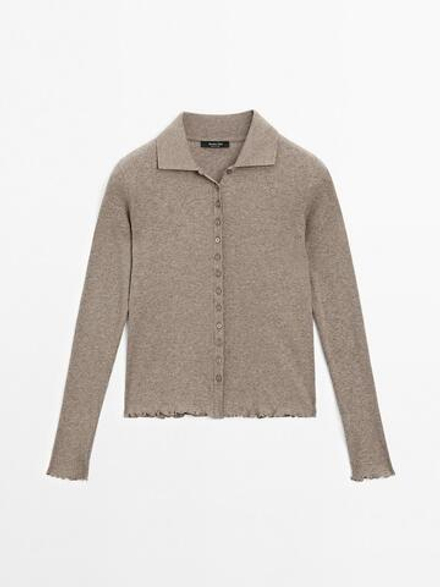Massimo Dutti Кардиган с волнистыми кромками, норка