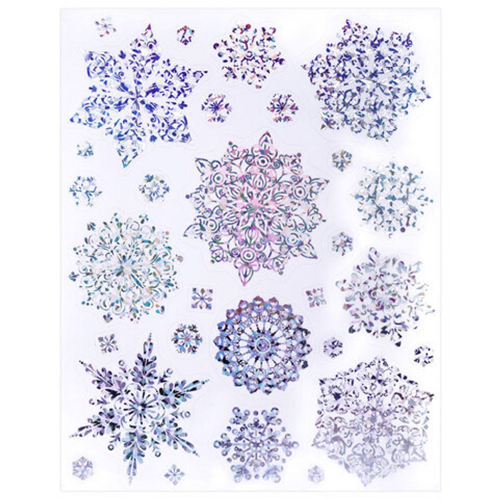 Наклейка для окон, 30х38 см, "Морозные снежинки", голография, серебро, ЗОЛОТАЯ СКАЗКА, 592574