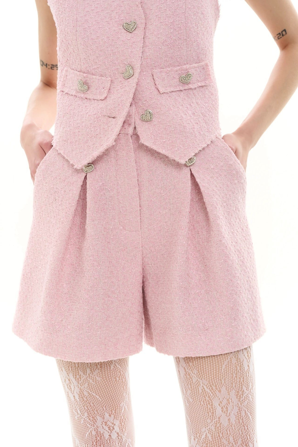 Жилет с открытой спиной твидовый