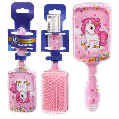 Расческа массажная детская «ФРАТТИ БУМ», единорожек Майло, форма прямоугольная, 20*6,5см (блистер Ультрамарин)
