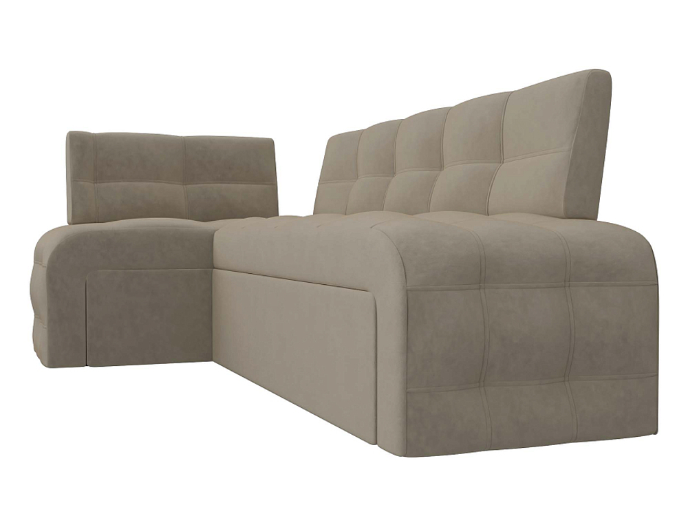 Диван кухонный угловой Люксор левый угол, Бежевый, Микровельвет, 28605L