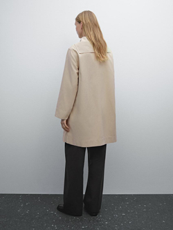 Massimo Dutti Тренч из 100% хлопка с отложным воротником, песочный