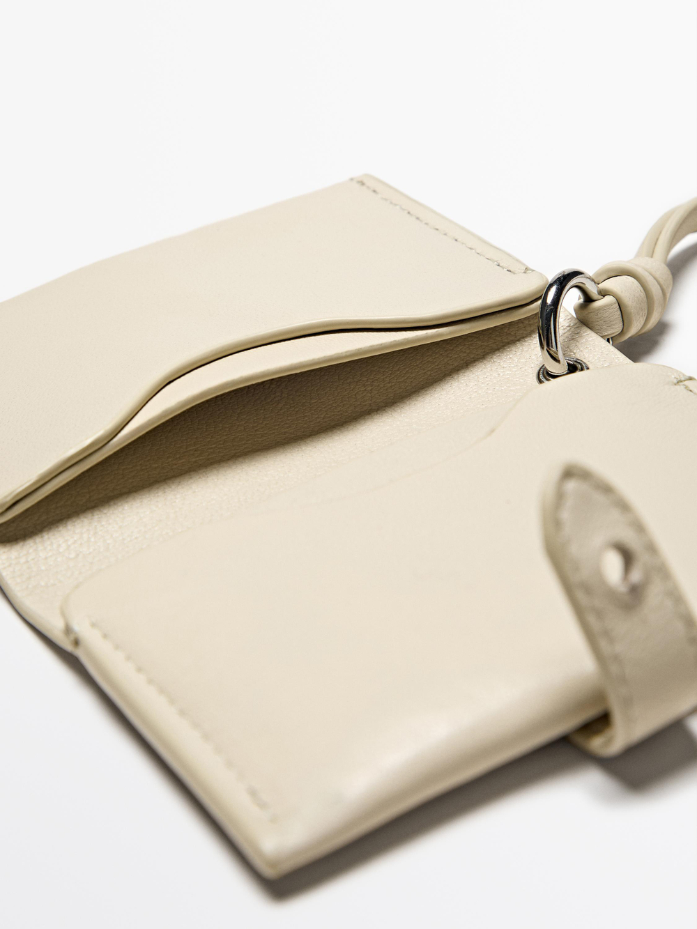 Massimo Dutti Визитница для карт из кожи наппа, серо-бежевый