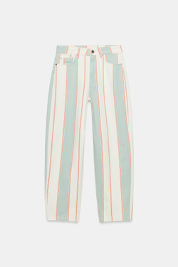 ZARA ЗАУЖЕННЫЕ ДЖИНСЫ В ПОЛОСКУ СО СРЕДНЕЙ ПОСАДКОЙ — ZW COLLECTION, ПОЛОСКИ